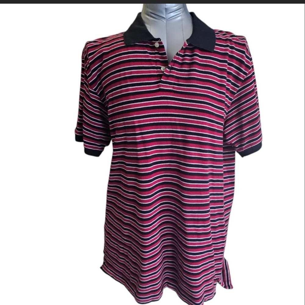 XPBX Basics Men's Striped Golf Polo Shirt Red, Black, Size L